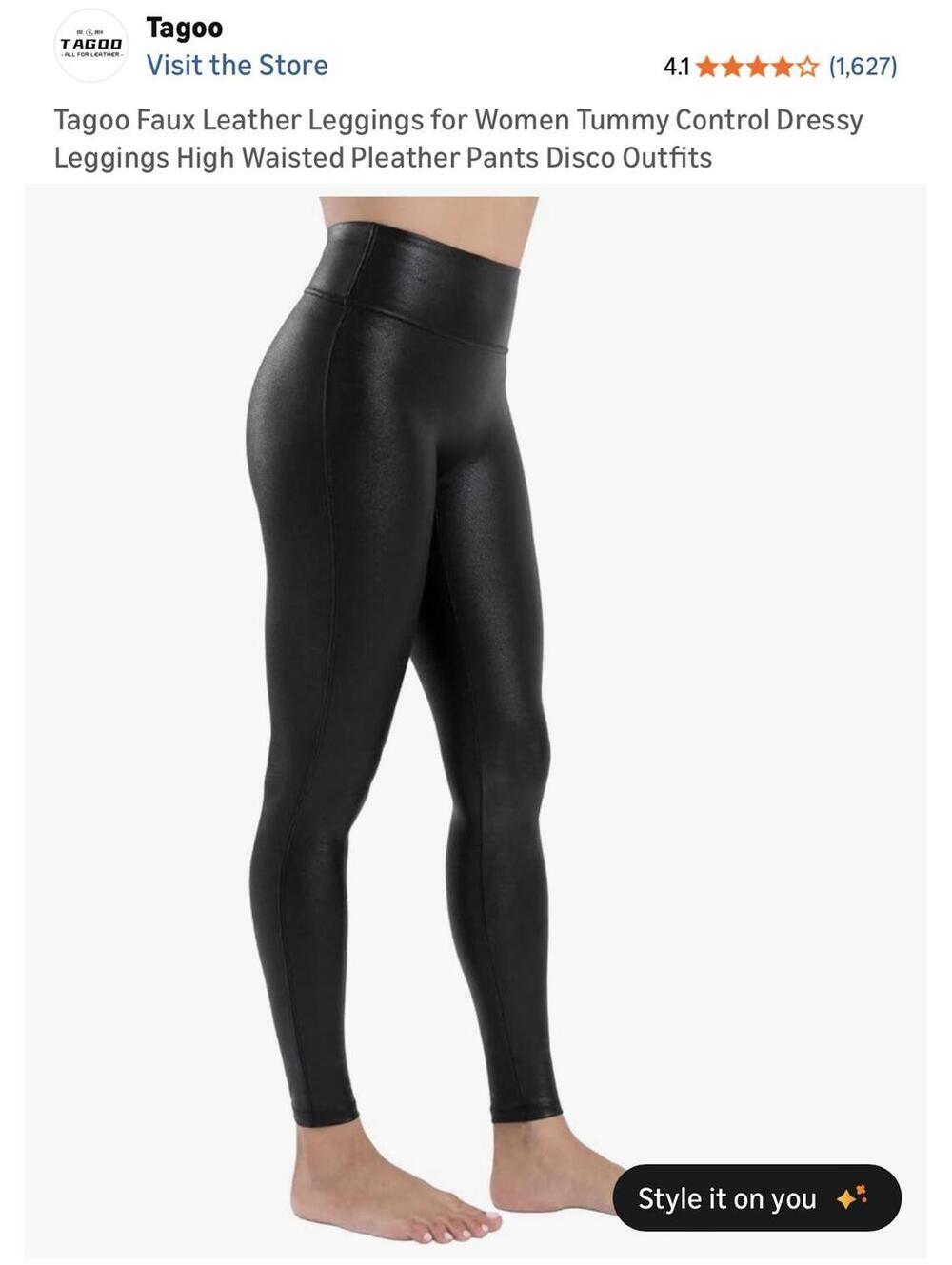 Tagoo Faux Leather High-Waisted Leggings for Women